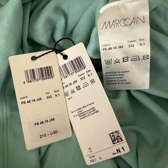 Marc Cain Sport Turquoise Long Sleeve V-Cross front Top Size N1 (US 4) NWT - Picture 4 of 5